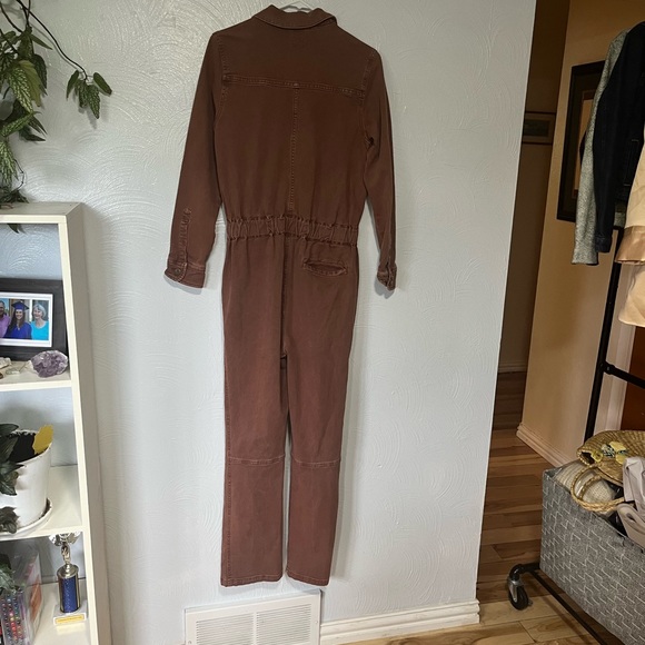 Faherty Overland Twill Jumpsuit in Henna Wide Leg Zip Collared Organic Cotton S - Picture 11 of 11